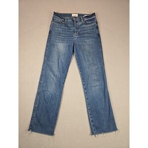 Frame Jeans Women Size 27 le Sylvie Slender Straight High Rise Raw Hem‎